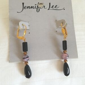 New Jennifer Lee Gold Beaded Dangly Earrings